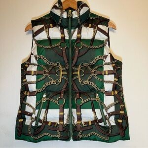 MICHAEL Michael Kors Women SZ Lg Down Puffy Vest Equestrian Horse Lover Cowgirl